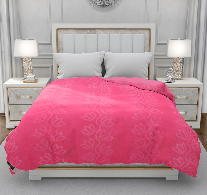 BENAVJI Mink Floral Embossed Super Soft AC Bed Velvet for Winter Blanket (Double, Pink) - Image 2