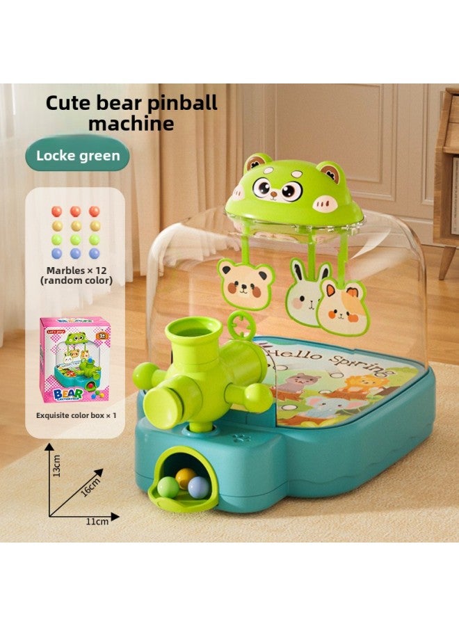 Children's Pinball Machine Shooting Game Machine Educational Toys Female Parent-Child Beading Beads 3 To 6 Years Old Boy's Concentration 3-6-Color:Cute Bear Pinball Machine  English Color Box  - Image 1