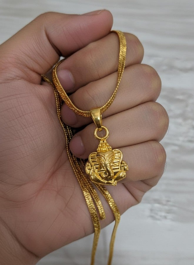 CHARMS Shree Ganesh Gold Tone Pendant Necklace – Religious Ganpati Locket for Prosperity & Blessings - Image 5
