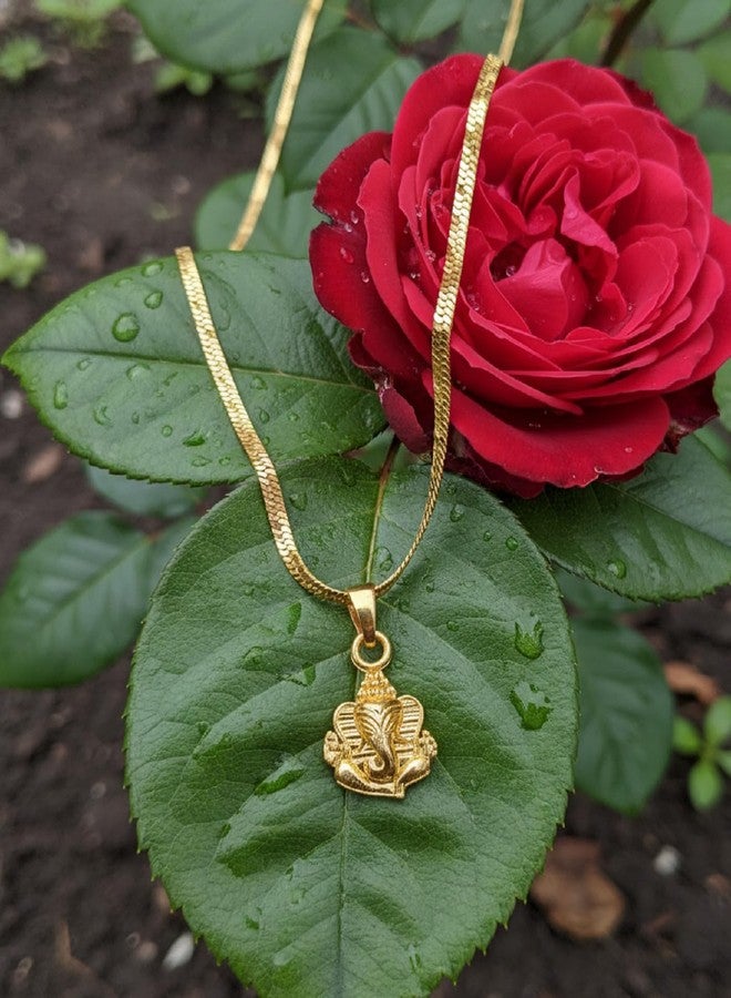 CHARMS Shree Ganesh Gold Tone Pendant Necklace – Religious Ganpati Locket for Prosperity & Blessings - Image 3