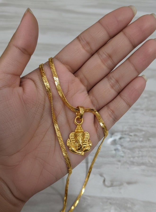 CHARMS Shree Ganesh Gold Tone Pendant Necklace – Religious Ganpati Locket for Prosperity & Blessings - Image 2