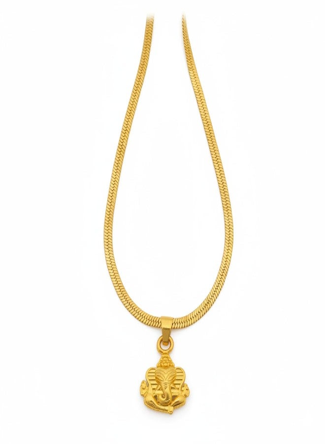CHARMS Shree Ganesh Gold Tone Pendant Necklace – Religious Ganpati Locket for Prosperity & Blessings - Image 1