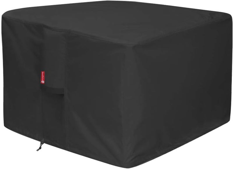 Gas Fire Pit Cover Square - Premium Patio Outdoor Cover Heavy Duty Fabric with PVC Coating,100% Waterproof,Anti-Crack,Fits for 30 inch,31 inch,32 inch Fire Pit / Table Cover (32”L x 32”W x 24”H,Black) - Image 1