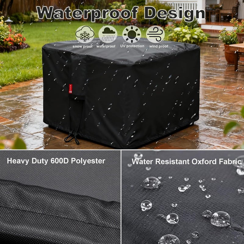 Gas Fire Pit Cover Square - Premium Patio Outdoor Cover Heavy Duty Fabric with PVC Coating,100% Waterproof,Anti-Crack,Fits for 30 inch,31 inch,32 inch Fire Pit / Table Cover (32”L x 32”W x 24”H,Black) - Image 3
