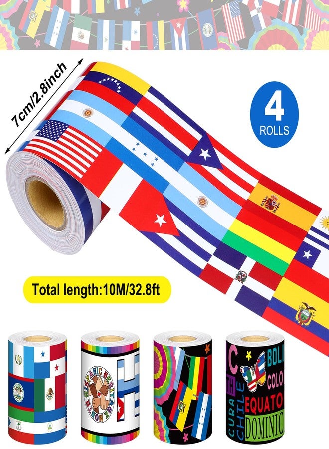 Watersay 4 Rolls 131 ft Hispanic Heritage Month Bulletin Board Borders Latin American Bulletin Border Trim Spanish Countries Flags Hispanic Heritage Month Bulletin Board Decorations for School Party - Image 2