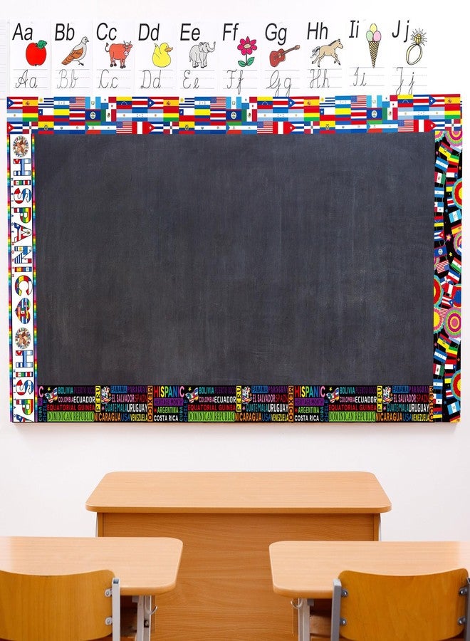 Watersay 4 Rolls 131 ft Hispanic Heritage Month Bulletin Board Borders Latin American Bulletin Border Trim Spanish Countries Flags Hispanic Heritage Month Bulletin Board Decorations for School Party - Image 4