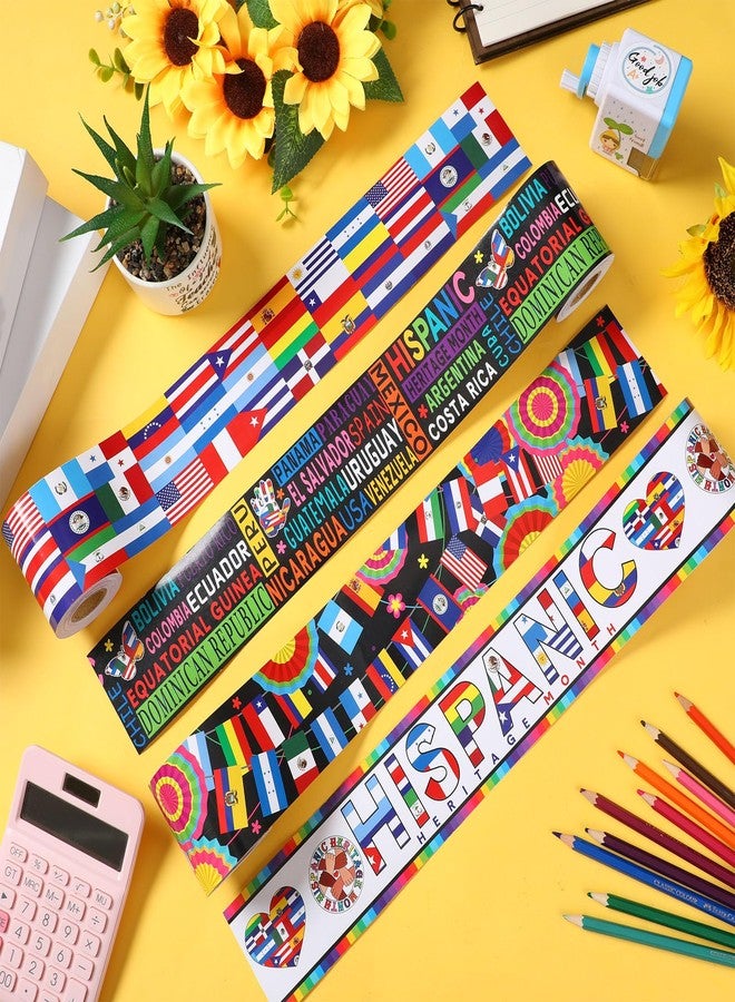 Watersay 4 Rolls 131 ft Hispanic Heritage Month Bulletin Board Borders Latin American Bulletin Border Trim Spanish Countries Flags Hispanic Heritage Month Bulletin Board Decorations for School Party - Image 3