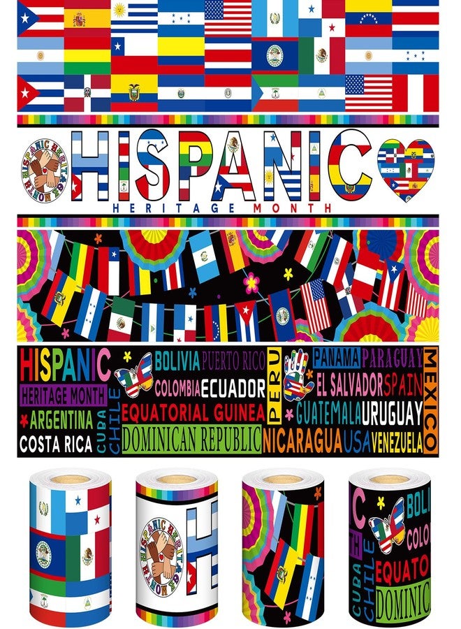 Watersay 4 Rolls 131 ft Hispanic Heritage Month Bulletin Board Borders Latin American Bulletin Border Trim Spanish Countries Flags Hispanic Heritage Month Bulletin Board Decorations for School Party - Image 1