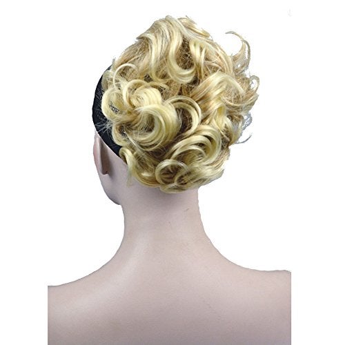 Lydell Short Ponytail Hair Extension Wavy Synthetic HairPiece with Jaw Claw 15BT613 Blond mix - Image 3