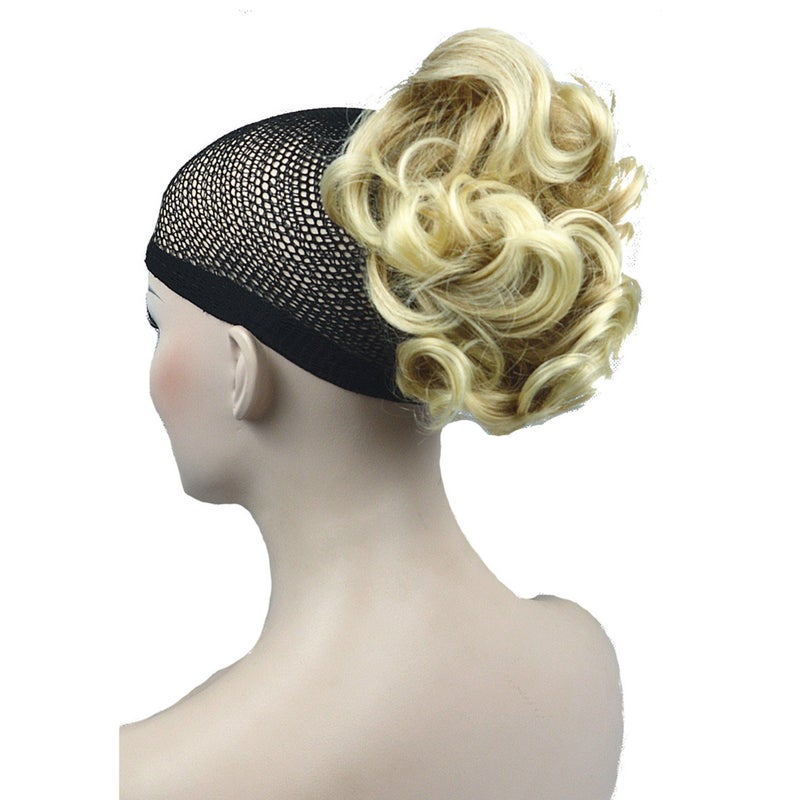 Lydell Short Ponytail Hair Extension Wavy Synthetic HairPiece with Jaw Claw 15BT613 Blond mix - Image 2
