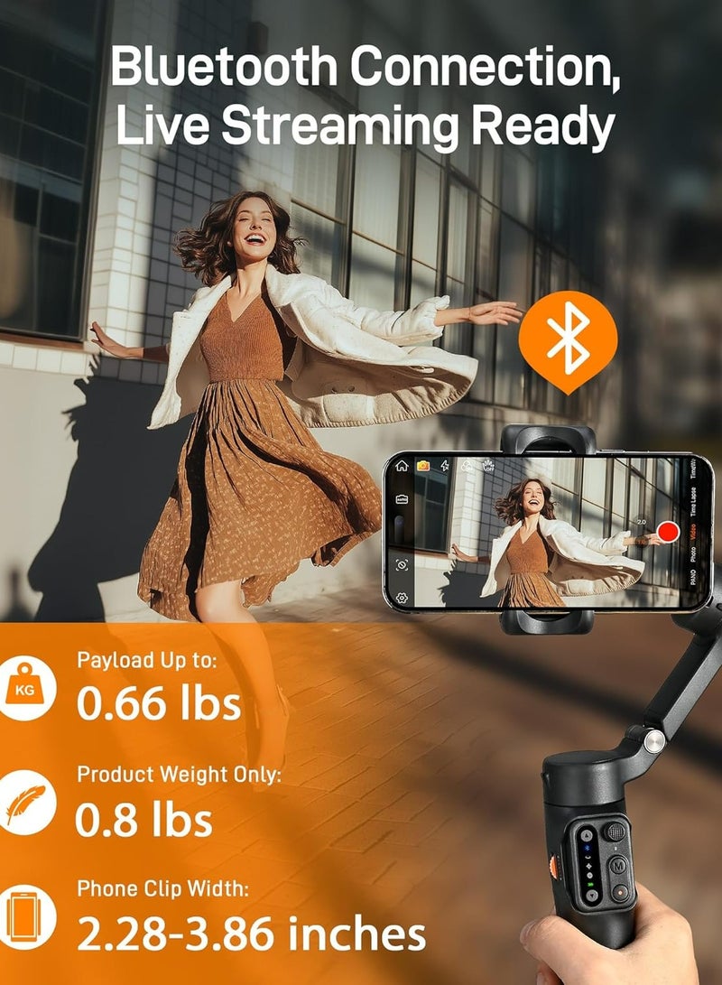 هوهم مثبت جيمبال هوم iSteady X3 SE ثلاثي المحاور قابل للطي مع تتبع بالذكاء الاصطناعي ووحدة تحكم عن بُعد قابلة للفصل (أسود) - Image 3