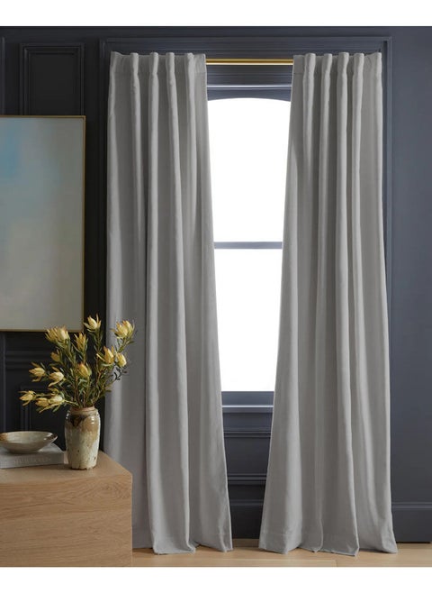 Velvet Curtains Soft Fabric 1 Piece Light Grey-140x280