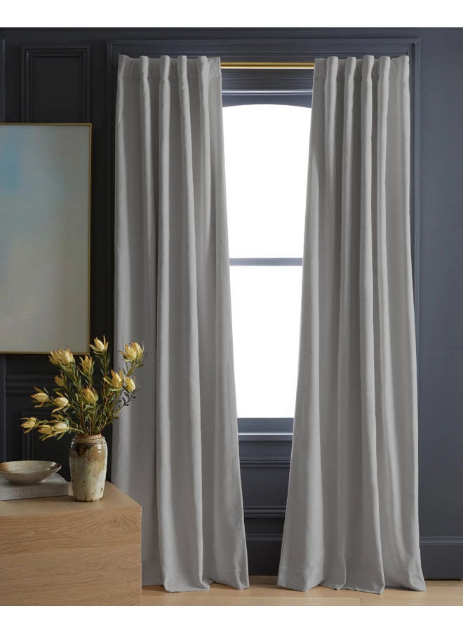 Naguib Selim Velvet Curtains Soft Fabric 1 Piece Light Grey-140x280  - Image 1