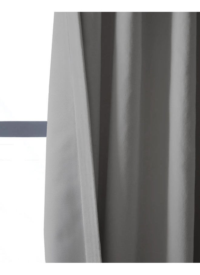 Naguib Selim Velvet Curtains Soft Fabric 1 Piece Light Grey-140x280  - Image 2