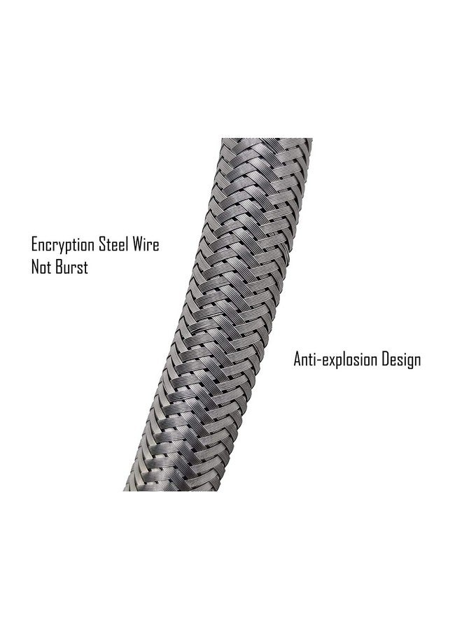 GLOBOMOTIVE GLOBOMOTIVE 304 Grade Braided Stainless Steel Connection Pipe Hose Pipe for Wash Basin, kitchen Sink, Geyser - 18 Inch (2 Pieces Set, Pack of 1 Pair) - Image 2