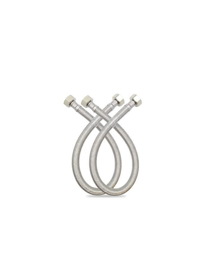 GLOBOMOTIVE GLOBOMOTIVE 304 Grade Braided Stainless Steel Connection Pipe Hose Pipe for Wash Basin, kitchen Sink, Geyser - 18 Inch (2 Pieces Set, Pack of 1 Pair) - Image 1