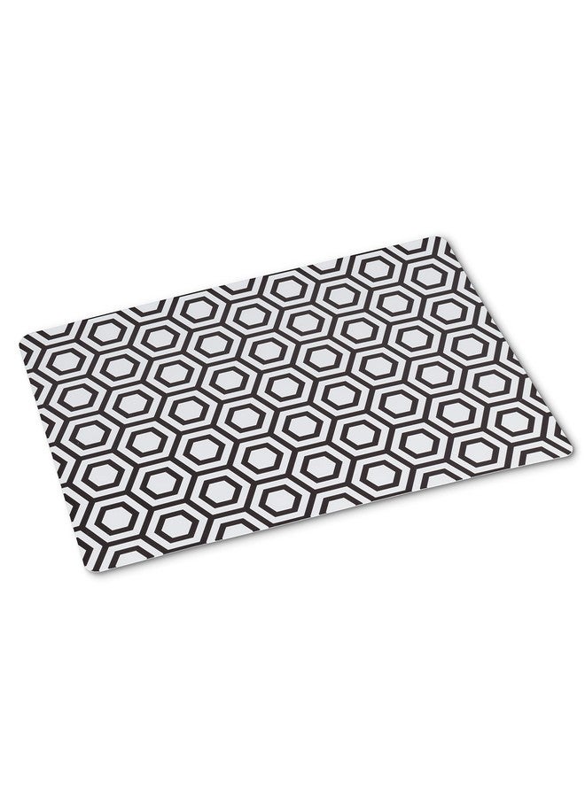Abbott Collection Allover Hexagon Tile Placemat - Plastic, White/Black (13x18 L) - Image 1