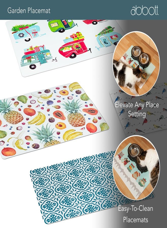 Abbott Collection Allover Hexagon Tile Placemat - Plastic, White/Black (13x18 L) - Image 3