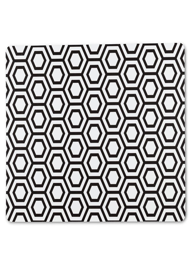 Abbott Collection Allover Hexagon Tile Placemat - Plastic, White/Black (13x18 L) - Image 2