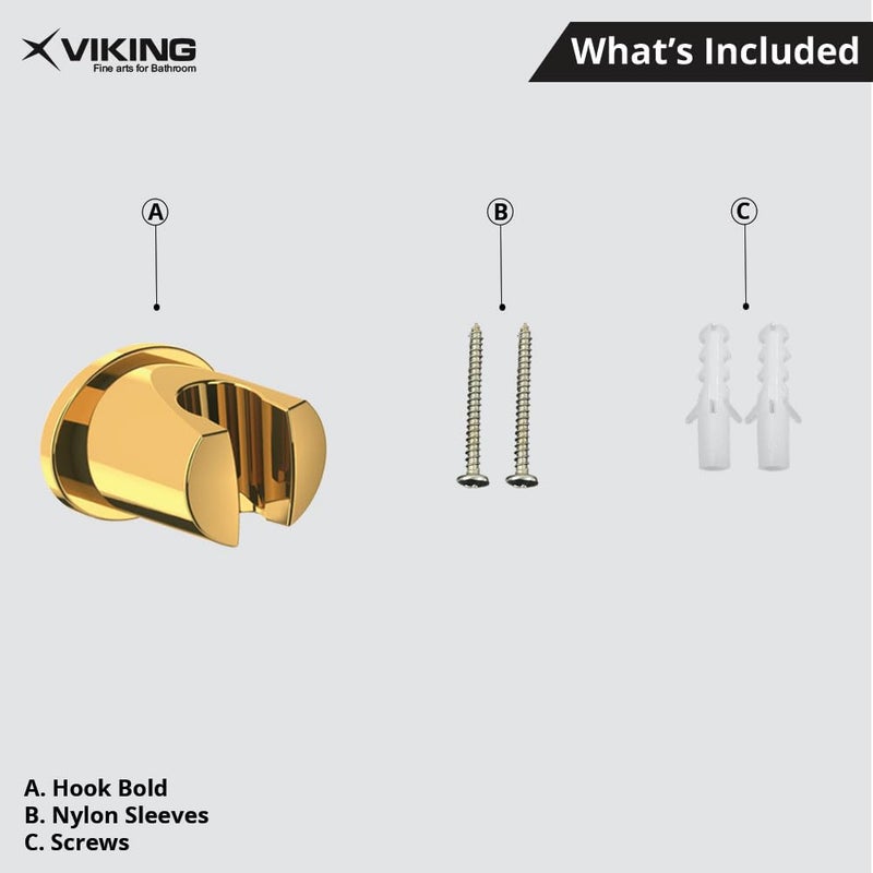 Viking خطاف فايكنغ ABS بطلاء ذهبي براق لخرطوم الدش اليدوي وصنبور الصحة - Image 5