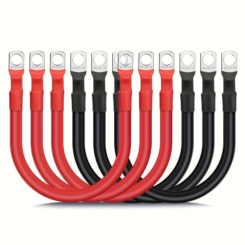 6pcs 4AWG Marine Battery Cables 12 Inch Power Inverter Leads Corrosion Resistant - Image 1