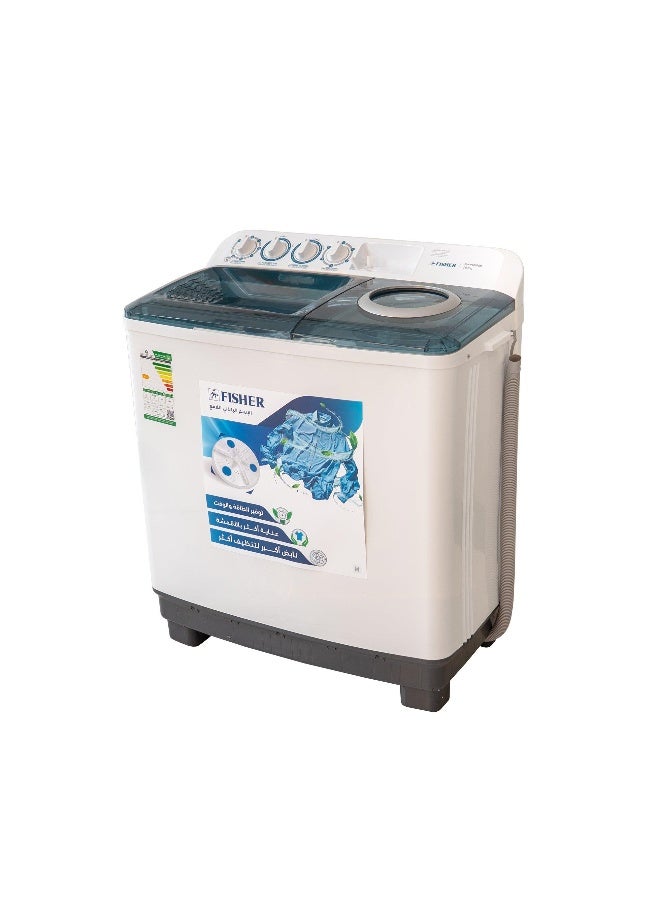 FISHER Twin Tub Washing Machine 10 Kg Plastic Body White - Image 2