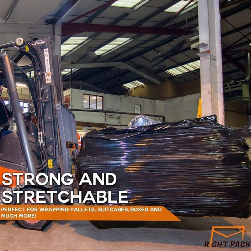 مارك [1 لفة] غلاف بلاستيكي ممتد أسود - غلاف بلاستيكي شديد التحمل 500 مم لتغليف المنصات والتعبئة والنقل والتعبئة - غلاف بلاستيكي - Image 2