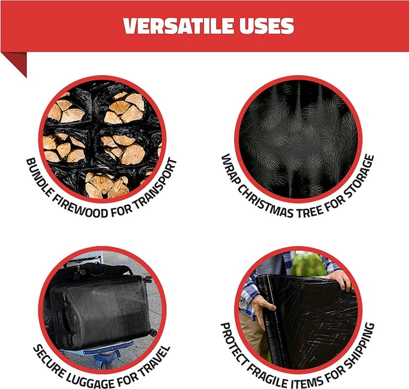 مارك [1 لفة] غلاف بلاستيكي ممتد أسود - غلاف بلاستيكي شديد التحمل 500 مم لتغليف المنصات والتعبئة والنقل والتعبئة - غلاف بلاستيكي - Image 5