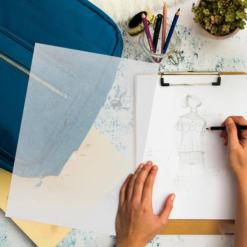 WOONEKY 100 ورقة من ورق التتبع للفنانين بحجم A4، شفافة، مناسبة للرسم والخط والرسوم المتحركة - Image 5