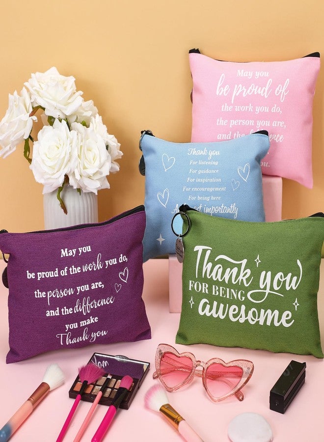 Panelee 48 Pcs Inspirational Gifts Makeup Bags Bulk Cosmetic Bags and Keychains for Women Christmas Appreciation Thank You Gift for Friends Employee Coworker Volunteer(Morandi Colors,Novelty Style) - Image 5