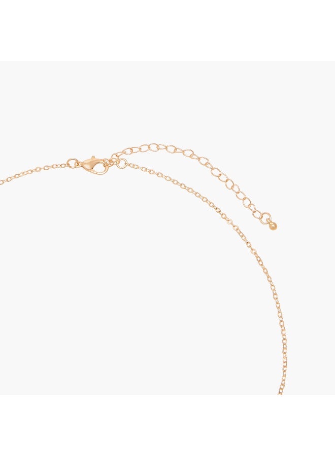 LIFESTYLE Gold Tone Cubic Zirconia Pendant Necklace with Embellished Design - Image 4