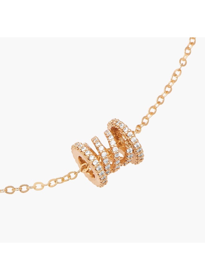 LIFESTYLE Gold Tone Cubic Zirconia Pendant Necklace with Embellished Design - Image 3