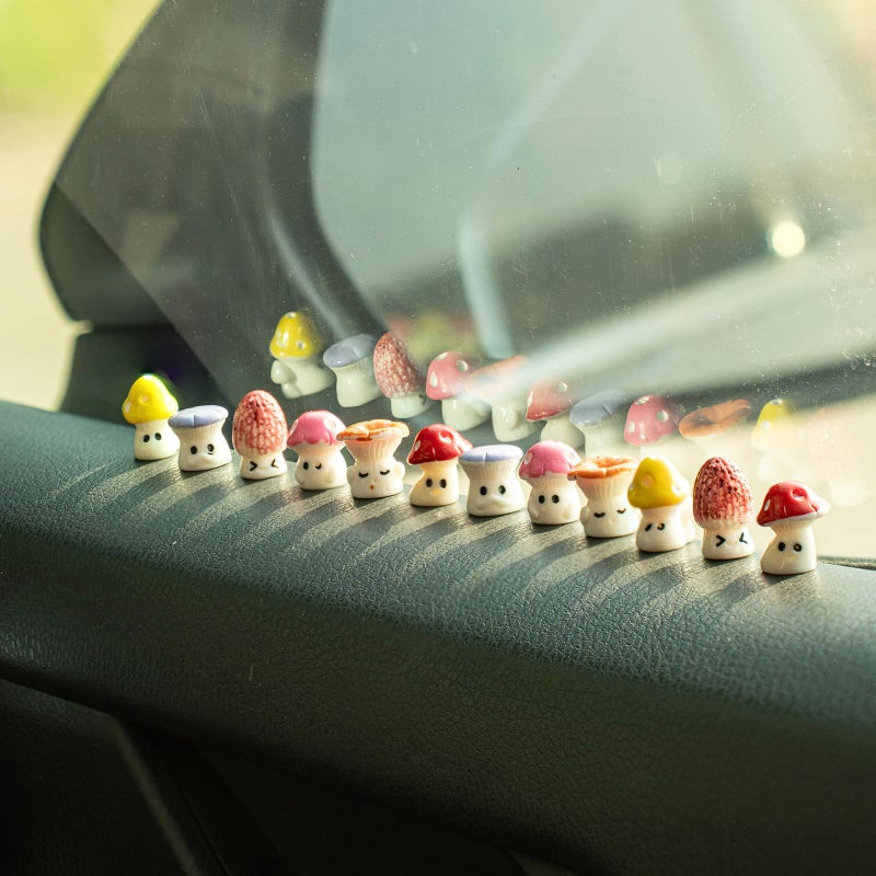 Rislobx 12PCS Mushroom Car Dashboard Decorations, Cute Mushroom Decor for Women Rear View Mirror Ornament Cute Car Decor Interior Dashboard Accessories for Home Office - Image 5