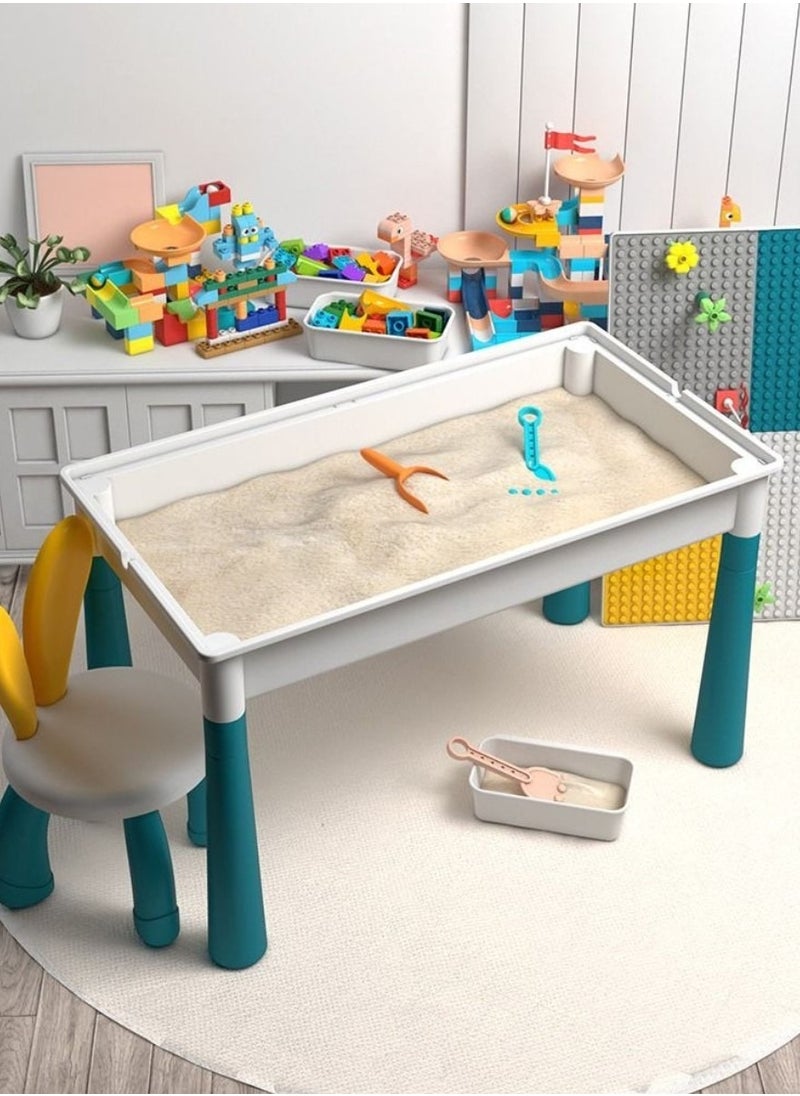Toyzey - Building Blocks Set for Kids 3+ Years,189 Pieces Big Stacking Blocks with Slideway,Educational Toys for Boys and Girls,Height Adjustable Block Table with Stool and Storage Box,Multi-functional Kids Activity Table - Image 1