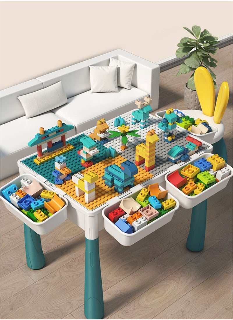 Toyzey - Building Blocks Set for Kids 3+ Years,189 Pieces Big Stacking Blocks with Slideway,Educational Toys for Boys and Girls,Height Adjustable Block Table with Stool and Storage Box,Multi-functional Kids Activity Table - Image 1