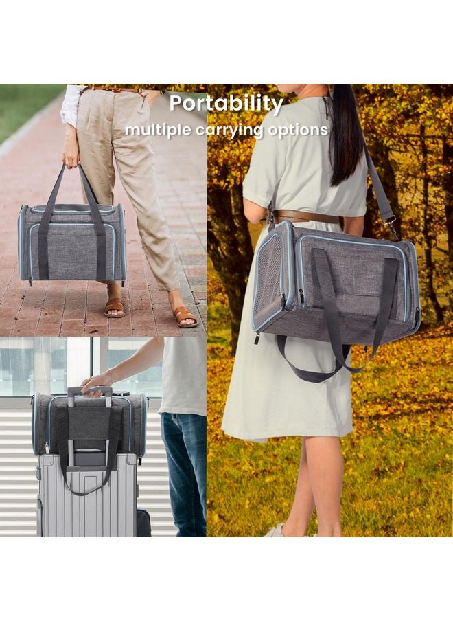 Petsfit Petsfit Expandable Large Cat Carrier Small Dog Carriers Airline Approved, 17" Lx 11" Wx 11" H Soft-Sided Portable Washable Pet Travel Carrier with 2 Extension for Kittens, Puppies, Rabbits  - Image 3