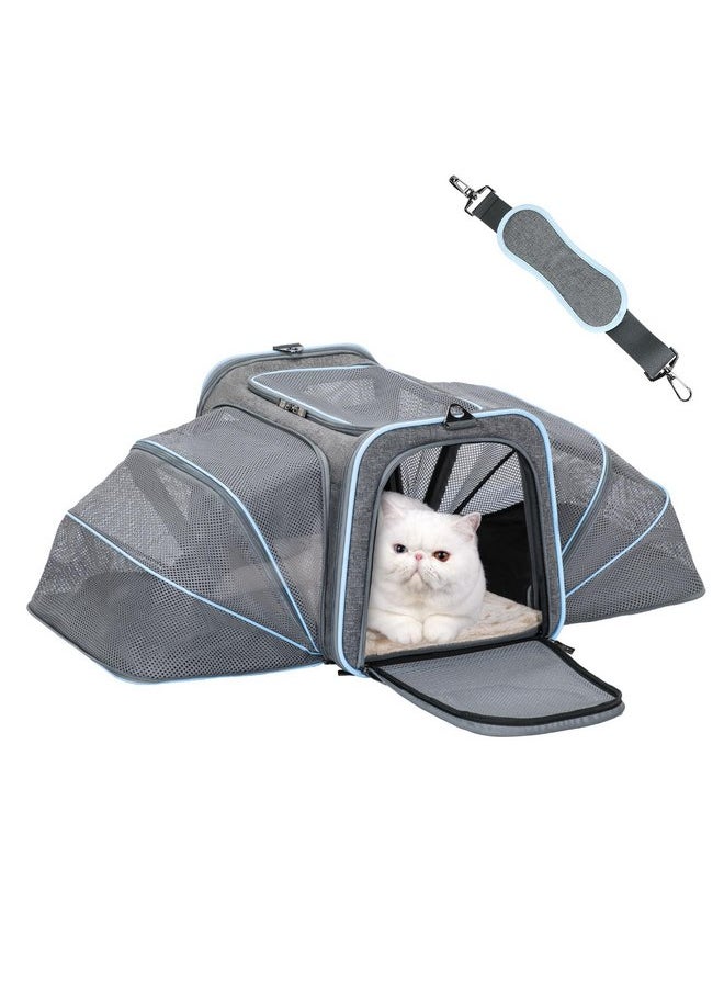 Petsfit Petsfit Expandable Large Cat Carrier Small Dog Carriers Airline Approved, 17" Lx 11" Wx 11" H Soft-Sided Portable Washable Pet Travel Carrier with 2 Extension for Kittens, Puppies, Rabbits  - Image 1