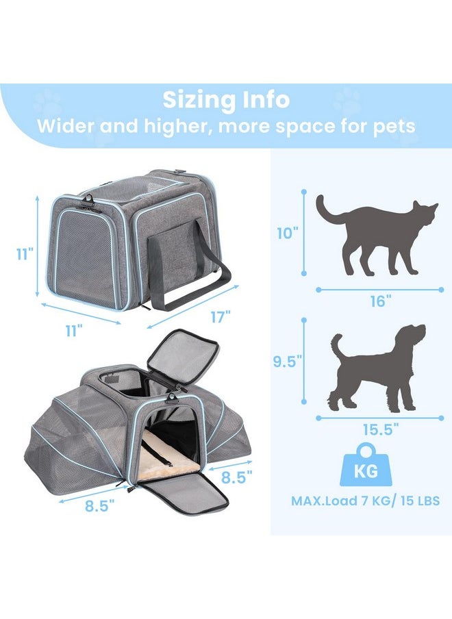 Petsfit Petsfit Expandable Large Cat Carrier Small Dog Carriers Airline Approved, 17" Lx 11" Wx 11" H Soft-Sided Portable Washable Pet Travel Carrier with 2 Extension for Kittens, Puppies, Rabbits  - Image 2