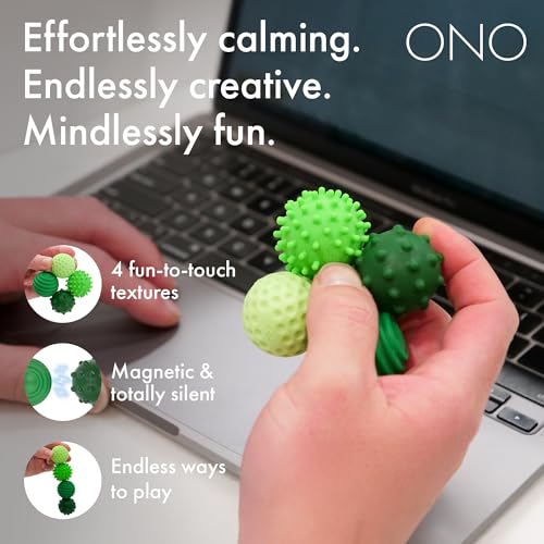 ONO Signets Silicone Magnetic Balls with Textured Dimples Bumps and Waves Fun to Play with Fidget Toy for Adults Help Relieve Stress Anxiety Tension Emerald Set of 8 - Image 5