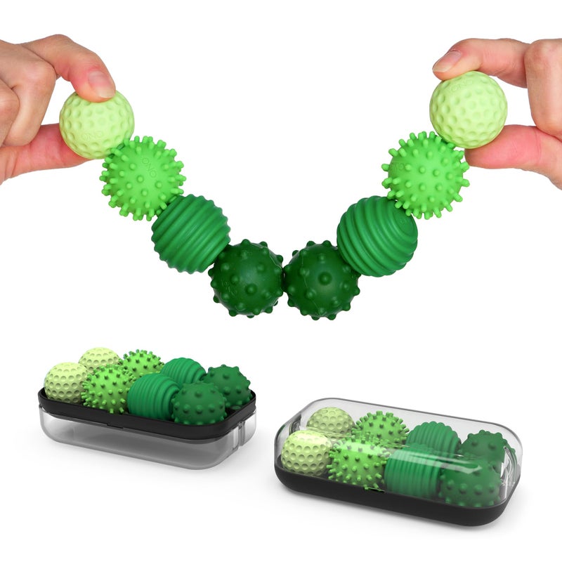 ONO Signets Silicone Magnetic Balls with Textured Dimples Bumps and Waves Fun to Play with Fidget Toy for Adults Help Relieve Stress Anxiety Tension Emerald Set of 8 - Image 3