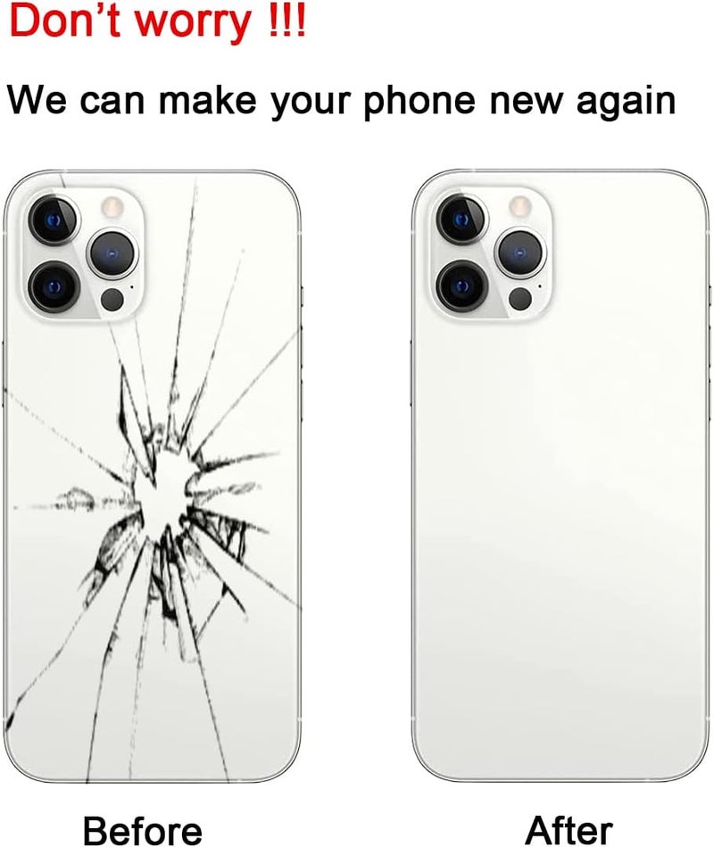 Perzework استبدال زجاج خلفي أصلي لجهاز آيفون 12 برو 6.1 بوصة مع مجموعة أدوات الإصلاح (فضي) - Image 5