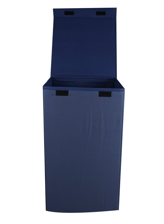 Shrey Creation Collapsible Laundry Basket with Lid and Handles – Large Foldable Hamper Bag for Clothes, Durable Fabric, Lightweight & Portable for Home, or Travel – (Navy Blue) - Image 3