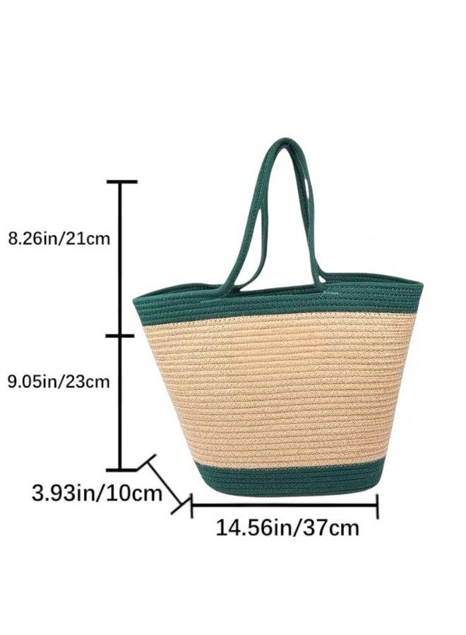 DYARCHY Women's Sling Women Stylish Pure Cotton Boho Fancy Handmade Handbags Tote Basket Bag Shoulder Purse For Ladies Girls College Office Shopping Travel Gift For Sister (Green Beige) - Image 4