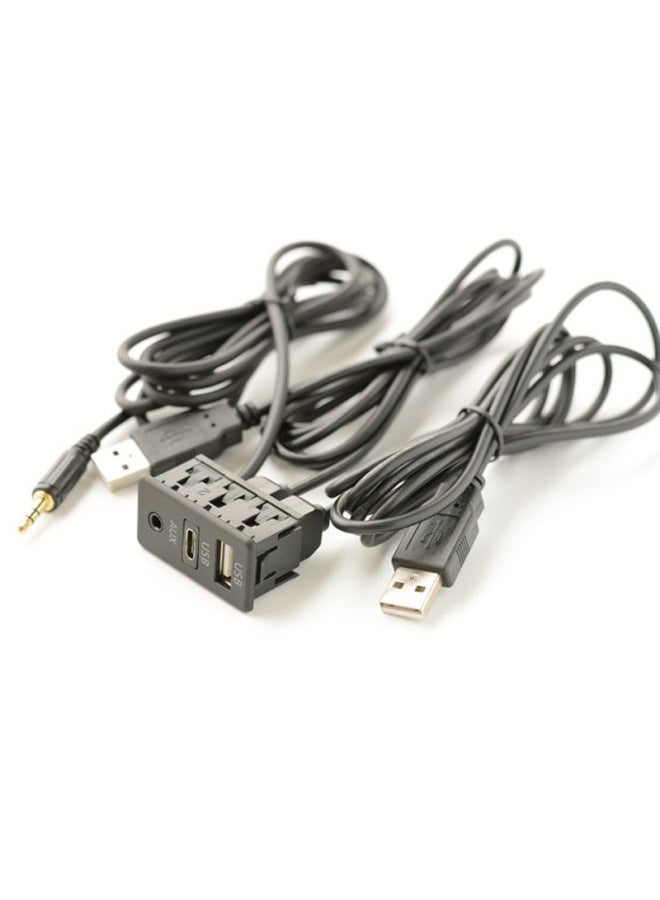 Car Modification Universal USB Interface USB Type C Data Interface AUX Audio Input Panel Extension Cable-Line Length:1.5 M - Image 5