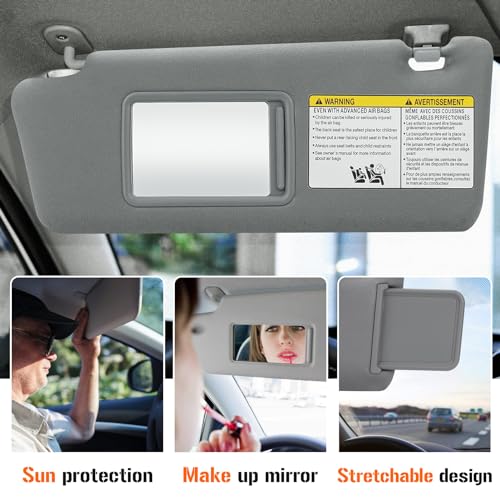 AEagle Left & Right Sun Visor for 2005-2015 Toyota Tacoma Without Light, Driver & Passenger Sides Gray Sunvisor Replacement 74320-35C10-B0, 74320-04181-B1, 74320-35B50-B0, 74310-35C20-B0, 7431004111B1 - Image 4