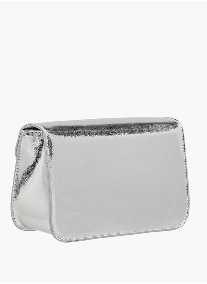 Flora Bella By Shoexpress Women's Metallic Crossbody Bag with Magnetic Closure and Chain Strap  - Image 4