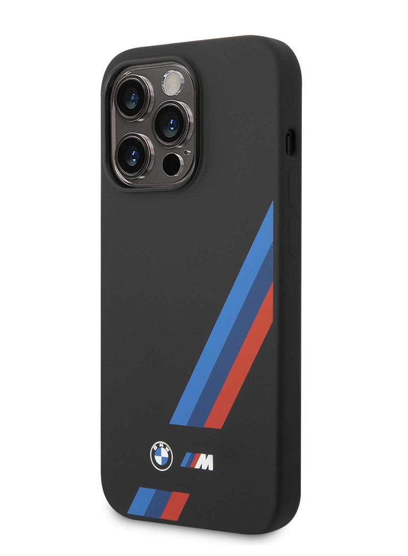 بي إم دبليو M غطاء سيليكون بأشرطة مائلة لهاتف أيفون 15 بروماكس - أسود - Image 2