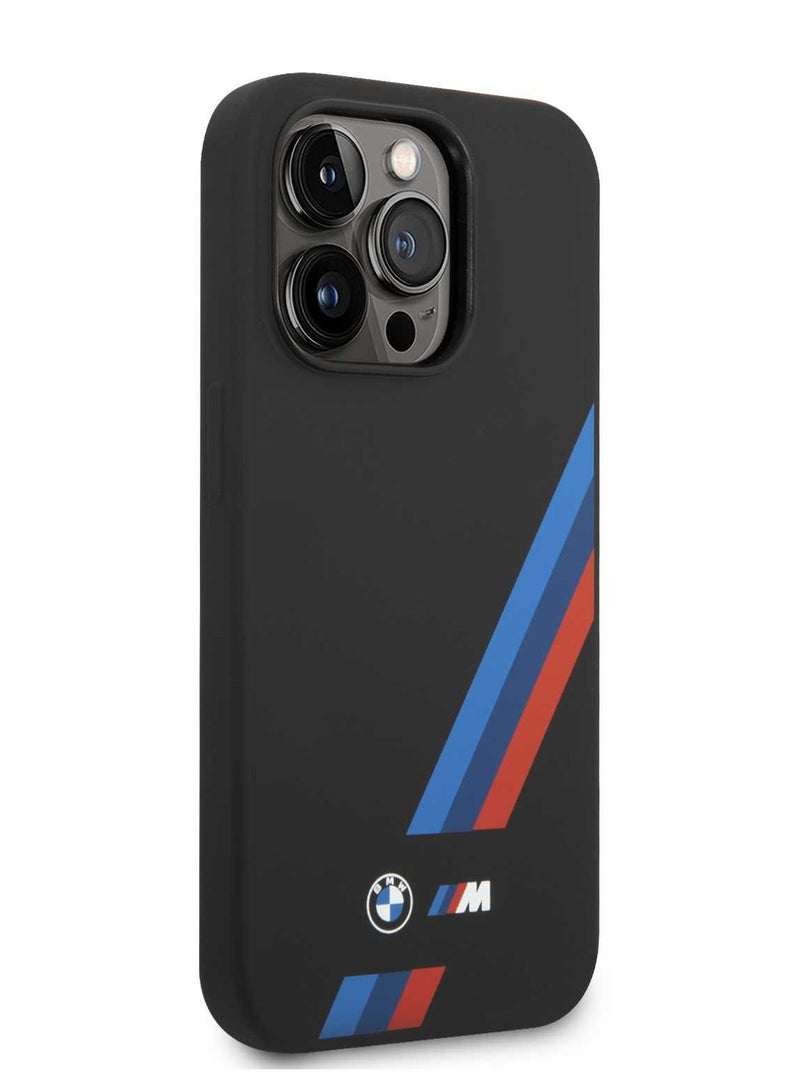 بي إم دبليو M غطاء سيليكون بأشرطة مائلة لهاتف أيفون 15 بروماكس - أسود - Image 5