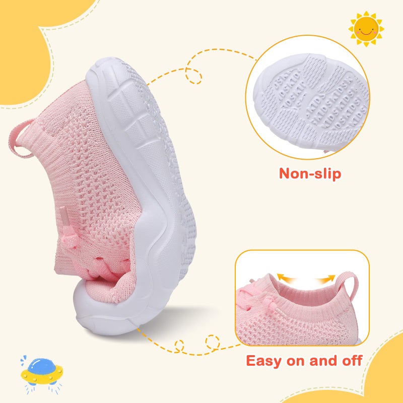 LeIsfIt Toddler Girls Boys Shoes Lightweight Sneakers Tennis Shoes Kids Slip on Shoes Breathable Barefoot Shoes Pink Size 4 - Image 4