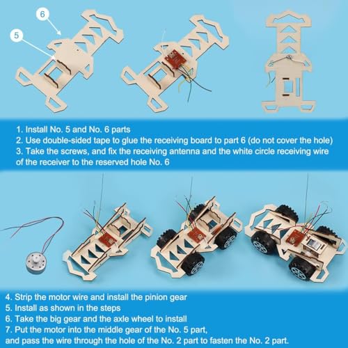 REES52 Wooden Wireless Remote Control Racing Car Kit F4,Science Experiment Kit,Science Experiment Kit for Applicable to Youth Age,Robotic Stem Project Model Car Kits to Build - Image 5